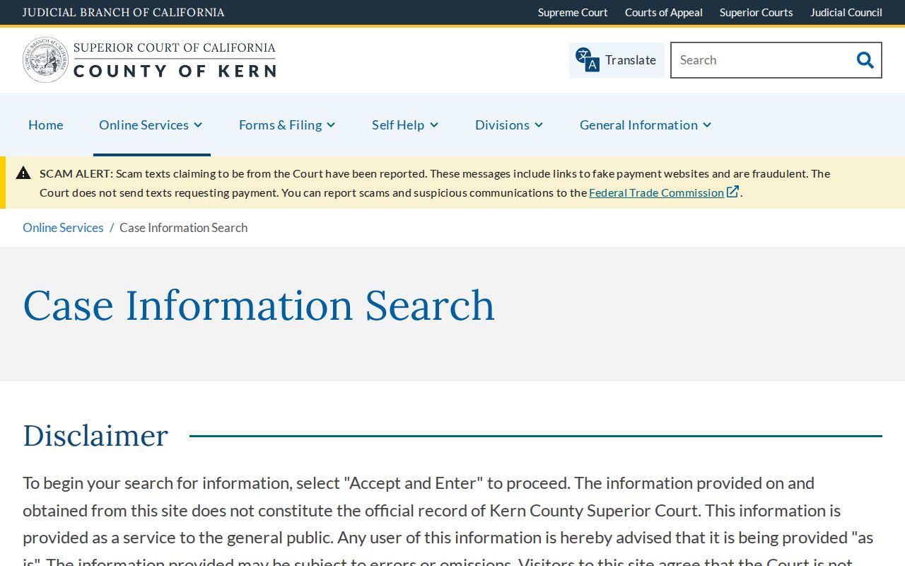 Kern County people search court case information portal
