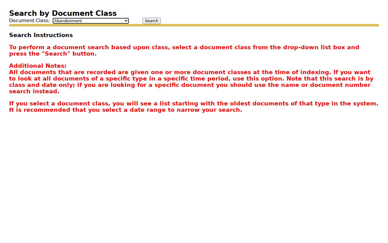 Kern County public records document class search at the Recorder